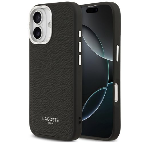 Lacoste PU Leather Champs Elysees Apple iPhone 17 MagSafe tok kameravédő peremmel, fekete