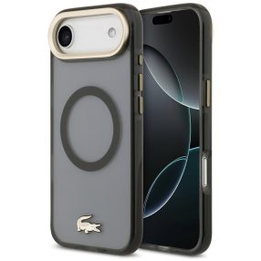   Lacoste PC/TPU Frosted Finish Gold Logo Apple iPhone Air (2025) MagSafe tok kameravédő peremmel, fekete-arany