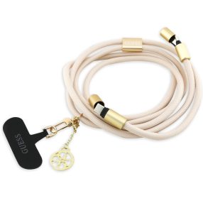   Guess Crossbody Strap PU 4G Metal Logo univerzális pánt, USB-C-USB-C töltő- és adatkábellel, bézs