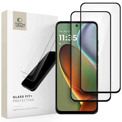 Tech-Protect Glass Fit+ Motorola G15 / G15 Power / G05 / E15 kijelzővédő üvegfólia, fekete (2db)