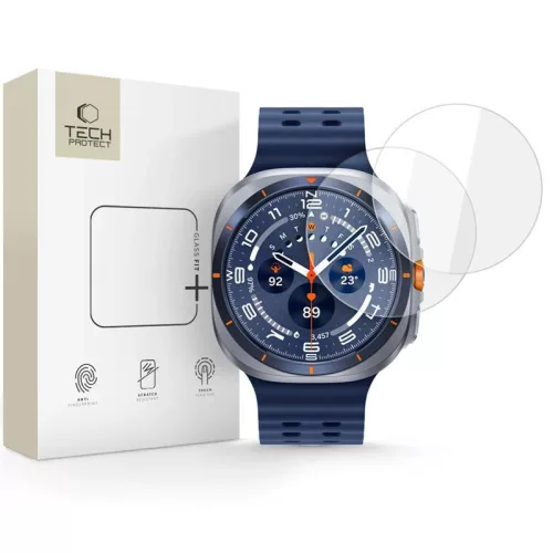 Tech-Protect Glass Fit+ Samsung Galaxy Watch Ultra 2024 / 2025 (47mm) kijelzővédő üvegfólia, átlátszó (2db)