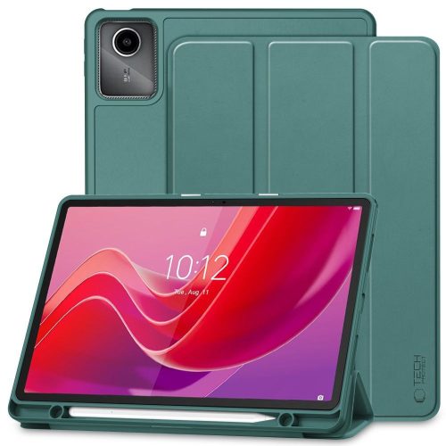 Tech-Protect Sc Pen Lenovo Tab M11 oldalra nyíló, kitámasztható mappa tok ceruza tartóval, zöld