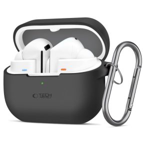   Tech-Protect Samsung Galaxy Buds 3 / 3 FE / 3 Pro szilikon tok, karabinerrel, fekete