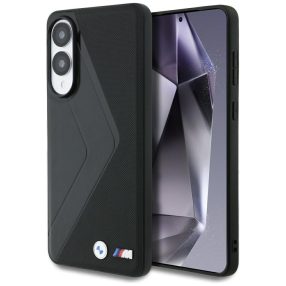   BMW Leather Oversized Stripes Samsung Galaxy S25 Edge bőr MagSafe hátlap tok, fekete