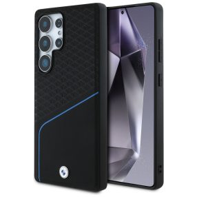   BMW Leather Textured and Smooth Samsung Galaxy S25 Ultra bőr MagSafe hátlap tok, fekete