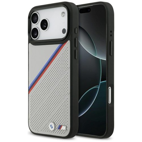 BMW M Tricolor Metal Logo Apple iPhone 17 Pro Max MagSafe hátlap tok, szürke