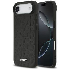   DKNY PU Leather Grid Pattern Apple iPhone Air (2025) hátlap tok, MagSafe, fekete