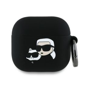   Karl Lagerfeld Silicone Karl&Chaupette Head 3D Apple AirPods 4 szilikon tok, fekete