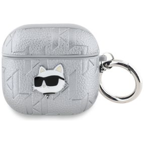   Karl Lagerfeld Monogram Choupette Head Apple AirPods 4 tok, ezüst