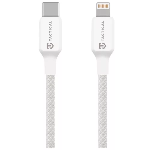 Tactical Stitch Thread USB-C-Lightning töltő- és adatkábel, szilikon, 1m, fehér