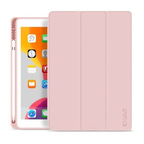 Tech-Protect Sc Pen Apple iPad 10.2 (2019 / 2020 / 2021) oldalra nyíló, kitámasztható mappa tok ceruza tartóval, rózsaszín