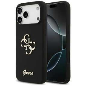   Guess Silicone Big 4G Script Apple iPhone 17 Pro hátlap tok, fekete