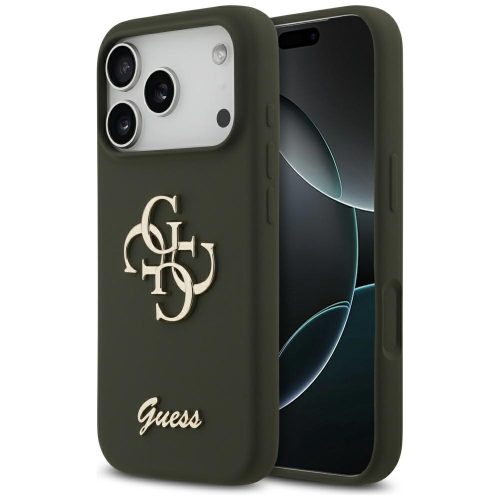 Guess Silicone Big 4G Script Apple iPhone 17 Pro hátlap tok, khaki