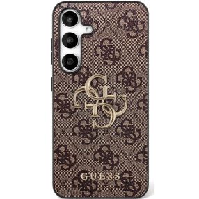   Guess 4G Big 4G Classic Logo Samsung Galaxy S25 FE hátlap tok kameravédő peremmel, barna