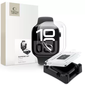   Tech-Protect Supreme Set Apple Watch 11 / Watch 10 46mm kijelzővédő fólia felhelyező kerettel (2db)