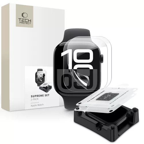Tech-Protect Supreme Set Apple Watch 11 / Watch 10 46mm kijelzővédő fólia felhelyező kerettel (2db)