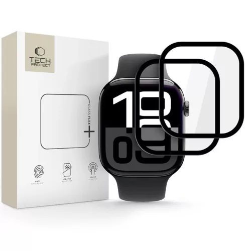 Tech-Protect Glass Flex+ Apple Watch 11 / Watch 10 46mm kijelzővédő fólia, fekete (2db)