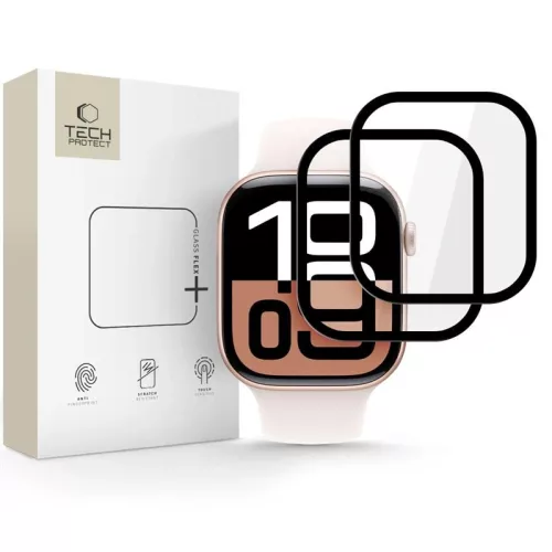 Tech-Protect Glass Flex+ Apple Watch 11 / Watch 10 42mm kijelzővédő fólia, fekete (2db)