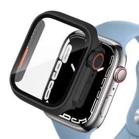  Tech-Protect Defense360 Apple Watch 7 / 8 / 9 (45mm) ütésálló tok kijelzővédelemmel, fekete-narancs