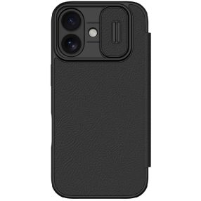 Nillkin Qin Pro Apple iPhone 17 bőr flip tok, fekete