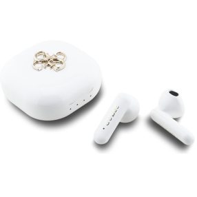   Guess 4G Metal Logo TWS vezeték nélküli fülhallgató, fehér-arany