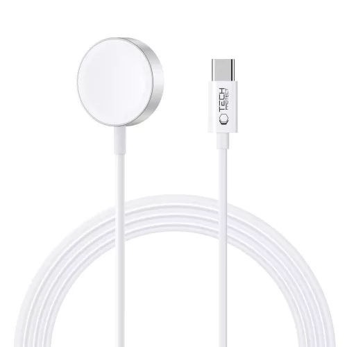 Tech-Protect UltraBoost Magnetic Apple Watch töltő USB-C kábellel, 120cm, fehér