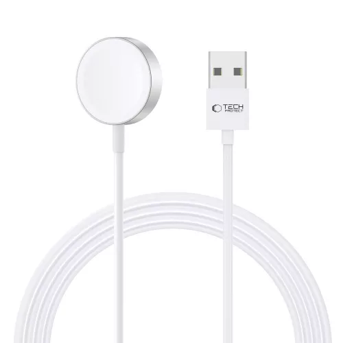 Tech-Protect UltraBoost Magnetic Apple Watch töltő USB-A kábellel, 120cm, fehér