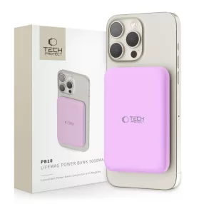   Tech-Protect PB10 LifeMag Powerbank / külső akkumulátor, MagSafe, kompakt, 5000mAh, lila