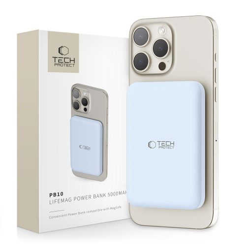 Tech-Protect PB10 LifeMag Powerbank / külső akkumulátor, MagSafe, kompakt, 5000mAh, kék
