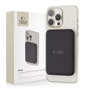   Tech-Protect PB10 LifeMag Powerbank / külső akkumulátor, MagSafe, kompakt, 5000mAh, fekete