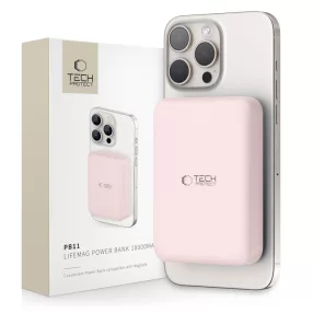   Tech-Protect PB11 LifeMag Powerbank / külső akkumulátor, MagSafe, kompakt, 10000mAh, rózsaszín