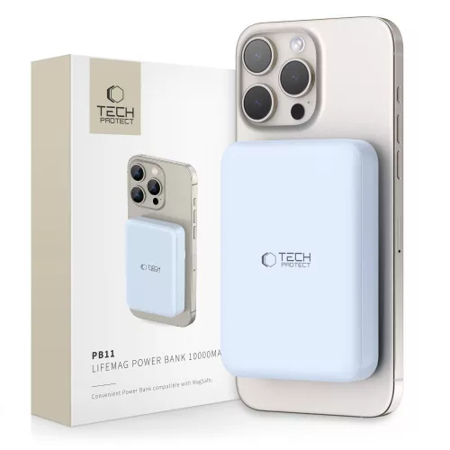 Tech-Protect PB11 LifeMag Powerbank / külső akkumulátor, MagSafe, kompakt, 10000mAh, kék