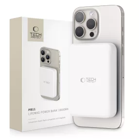   Tech-Protect PB11 LifeMag Powerbank / külső akkumulátor, MagSafe, kompakt, 10000mAh, fehér