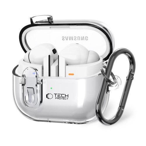 Tech-Protect FlexAir Samsung Galaxy Buds 3 / 3 FE / 3 Pro tok, karabinerrel, átlátszó