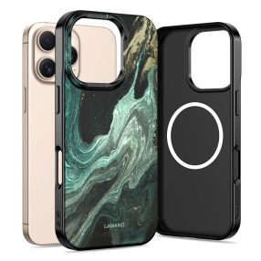   Tech-Protect Lamano Apple iPhone 16 Pro hátlap tok, MagSafe, Verde Aura, fekete-zöld