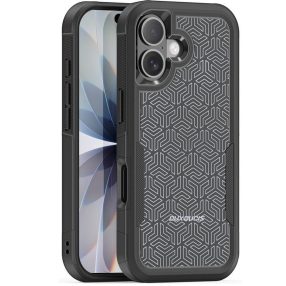   Dux Ducis SHLD Apple iPhone 17 hátlap tok megerősített szélekkel, kameravédelemmel, fekete (háromszög minta)