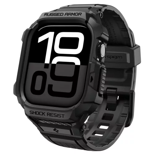 Spigen Rugged Armor Pro 2 Apple Watch 10-11 (46 mm) szíj / tok, Matte Black, fekete