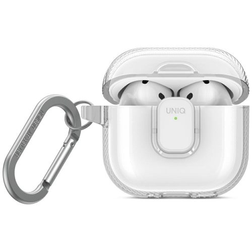Uniq Glase Pro Apple AirPods 4 tok karabinerrel, átlátszó