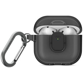 Uniq Glase Pro Apple AirPods 4 tok karabinerrel, szürke