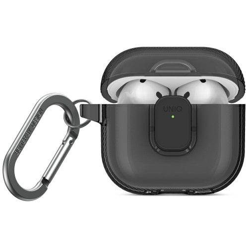 Uniq Glase Pro Apple AirPods 4 tok karabinerrel, szürke
