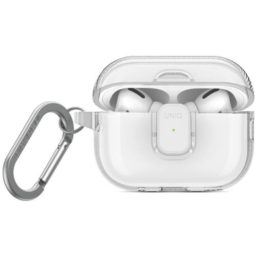 Uniq Glase Pro Apple AirPods Pro 2 tok karabinerrel, átlátszó