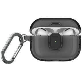 Uniq Glase Pro Apple AirPods Pro 2 tok karabinerrel, szürke