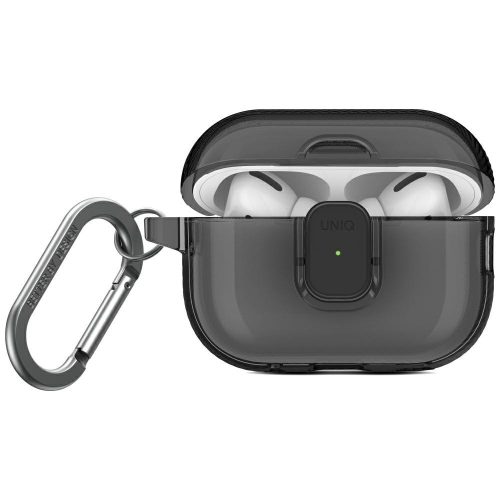 Uniq Glase Pro Apple AirPods Pro 2 tok karabinerrel, szürke