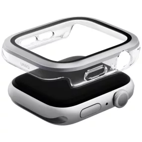   Uniq Voute Apple Watch 11 / Watch 10 46mm műanyag tok, tempered glass kijelzővédő üvegfóliával, ezüst