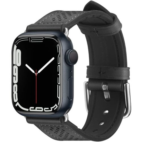 Spigen Retro Fit Apple Watch Ultra 3 / 2 / 1 49mm 10 46mm / 9 / 8 / 7 45mm / SE (2 / 1) / 6 / 5 / 4 44mm / 3 / 2 / 1 42mm műbőr szíj, fekete