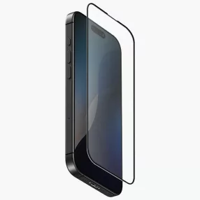   Uniq Optix Matte Apple iPhone 15 Plus tempered glass kijelzővédő üvegfólia felhelyező kerettel, fekete