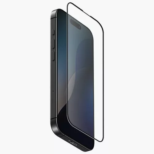 Uniq Optix Matte Apple iPhone 15 Plus tempered glass kijelzővédő üvegfólia felhelyező kerettel, fekete