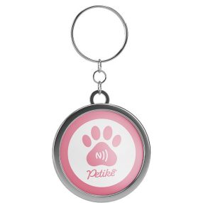   Petike kutyabiléta / kutyacímke, nyakörvre akasztható, NFC, rózsaszín