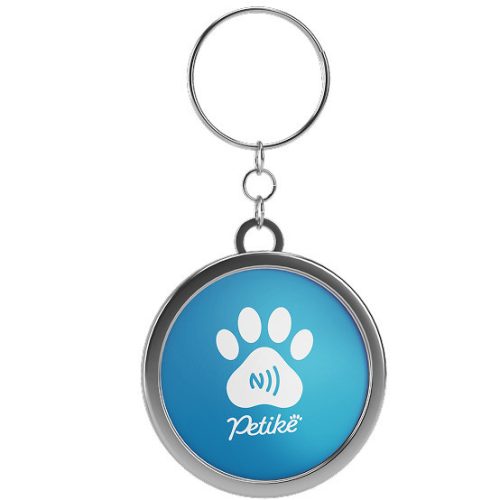 Petike kutyabiléta / kutyacímke, nyakörvre akasztható, NFC, kék