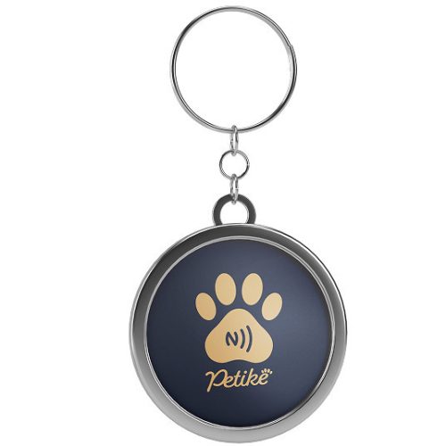 Petike kutyabiléta / kutyacímke, nyakörvre akasztható, NFC, arany